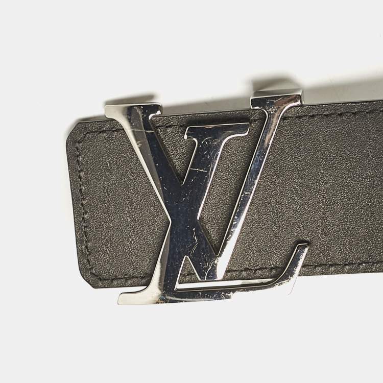 Pre Owned Louis Vuitton Black/Dark Brown Leather LV Initiales Reversible Belt 100CM