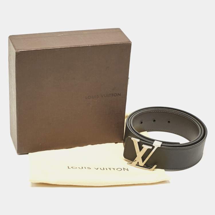 Pre Owned Louis Vuitton Black/Dark Brown Leather LV Initiales Reversible Belt 100CM