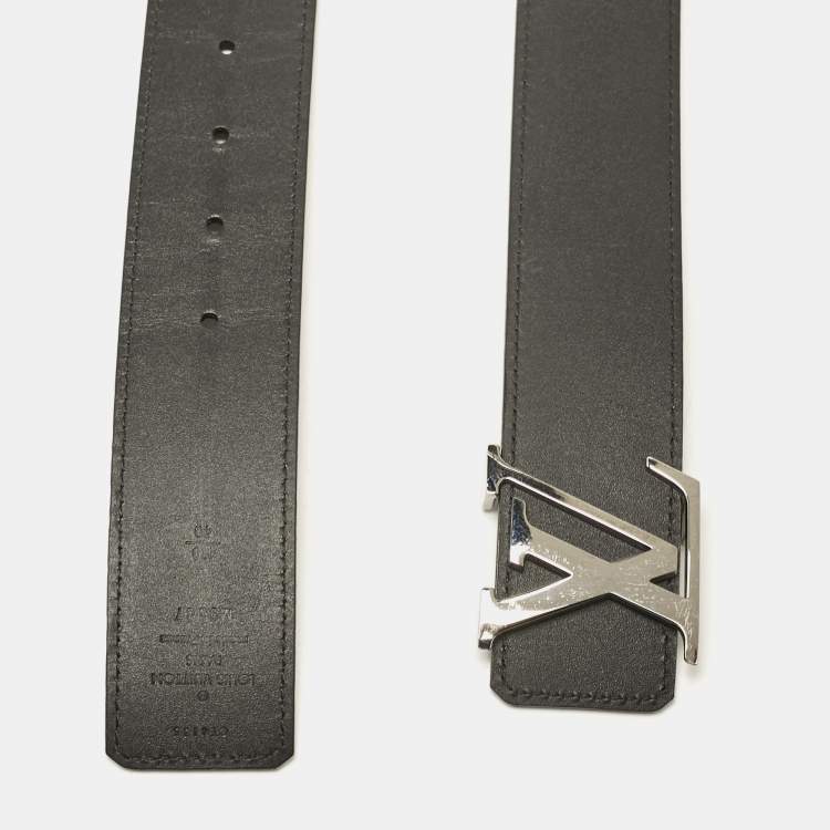 Pre Owned Louis Vuitton Black/Dark Brown Leather LV Initiales Reversible Belt 100CM