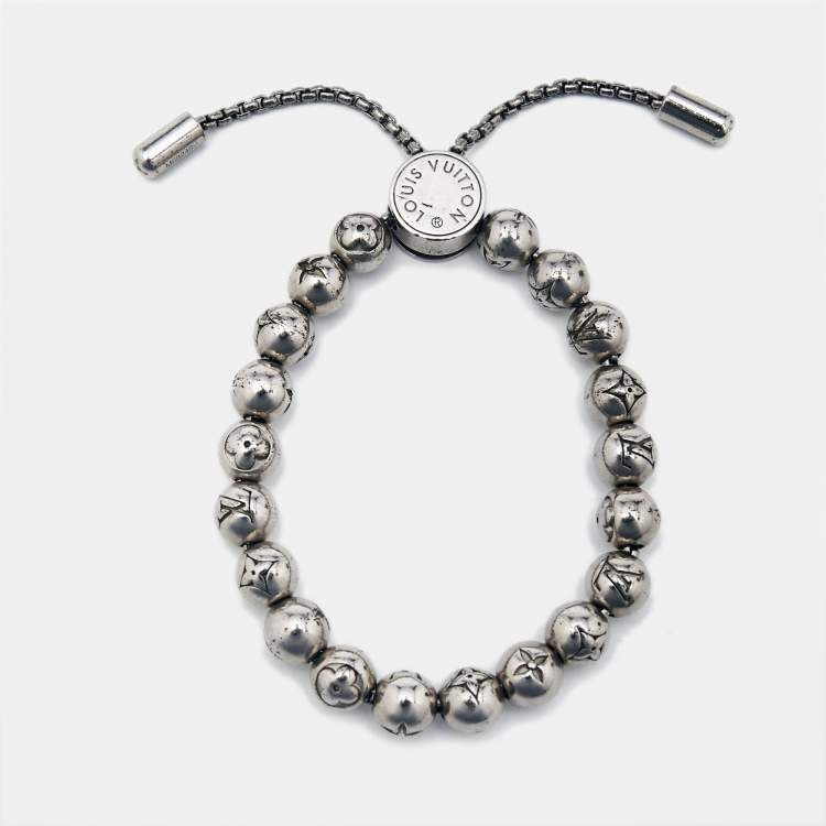 Pre Owned Louis Vuitton Monogram Beads Silver Tone Bracelet