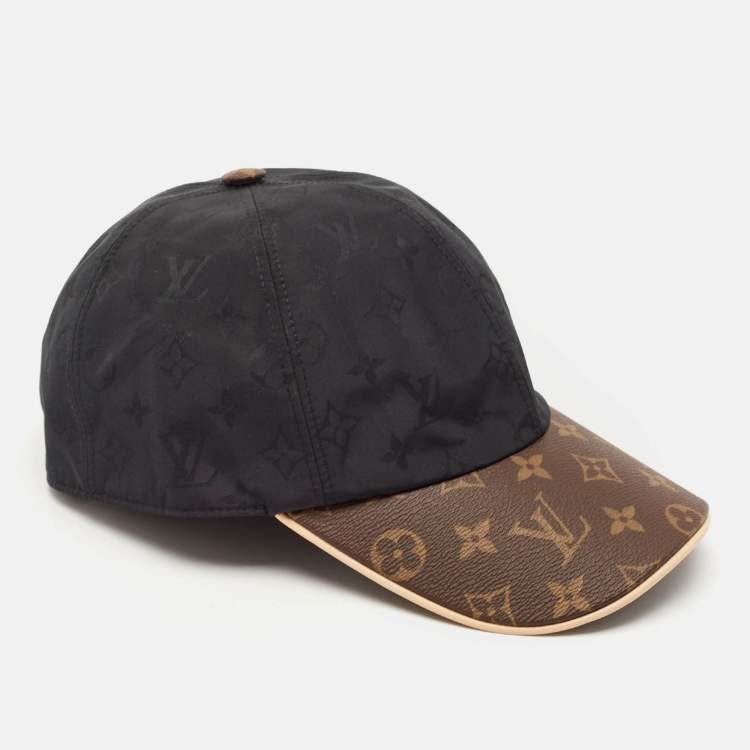 Pre Owned Louis Vuitton Black Polyester and Leather LV Get Ready Cap L