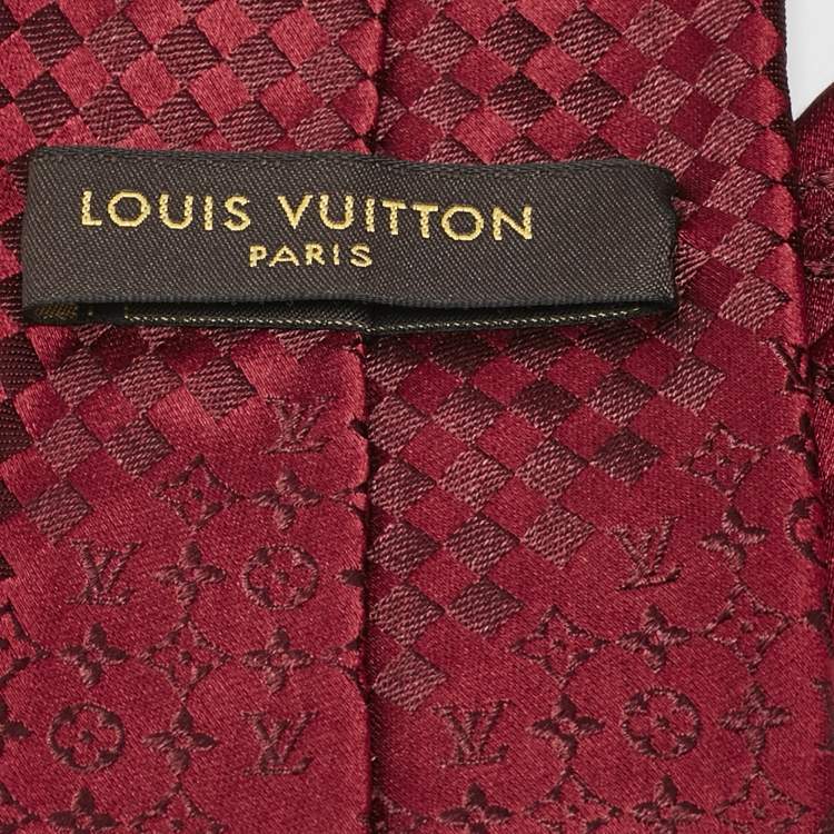 Pre Owned Louis Vuitton Burgundy Monogram Silk Traditional Silk