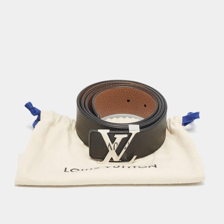 Pre Owned Louis Vuitton Black/Brown Taurillon Leather LV Initiales Reversible Belt 100 CM