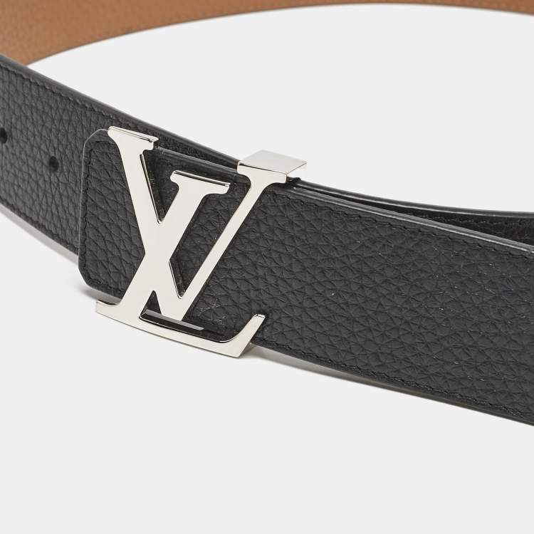 Pre Owned Louis Vuitton Black/Brown Taurillon Leather LV Initiales Reversible Belt 100 CM