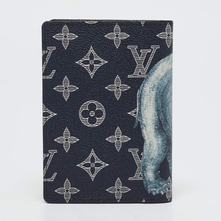 Pre Owned Louis Vuitton Ink Monogram Savane Elephant Canvas Chapman Passport Holder