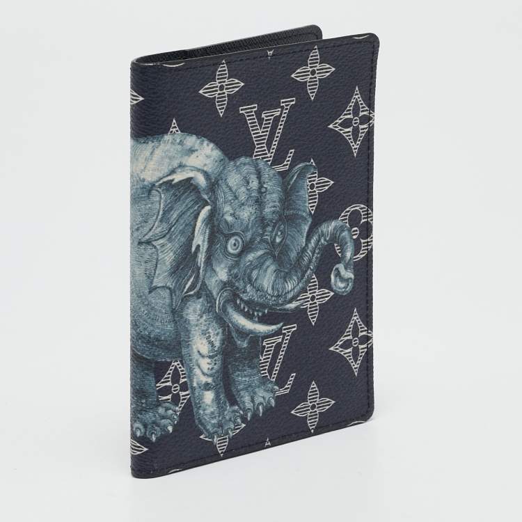 Pre Owned Louis Vuitton Ink Monogram Savane Elephant Canvas Chapman Passport Holder