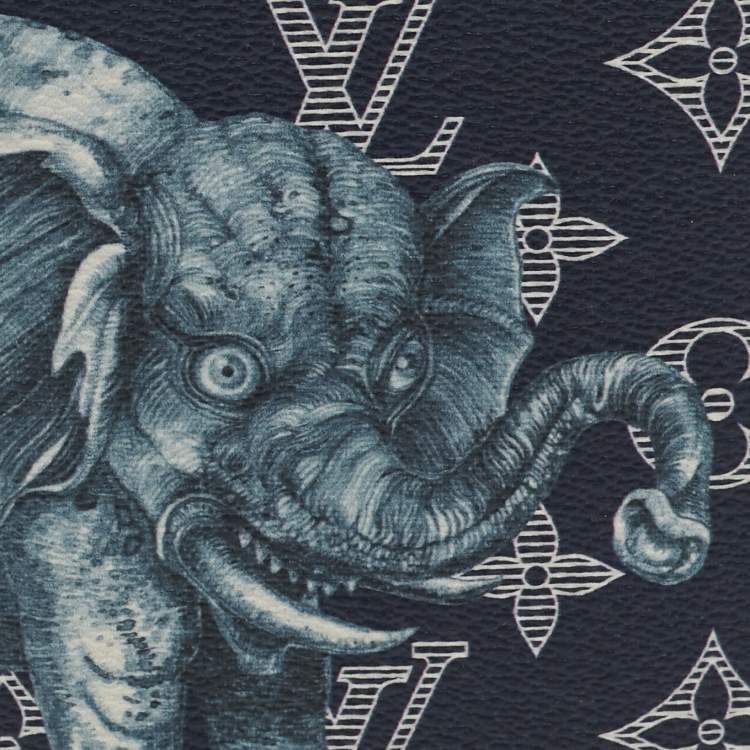 Pre Owned Louis Vuitton Ink Monogram Savane Elephant Canvas Chapman Passport Holder