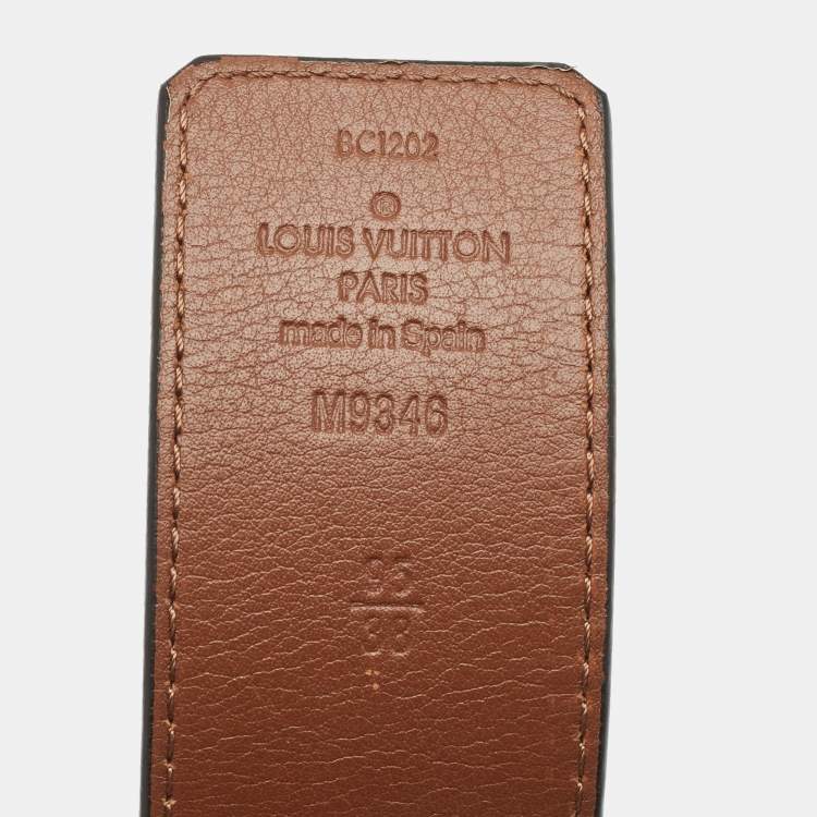 Pre Owned Louis Vuitton Brown/Black LV Pyramid Reversible Belt 95CM