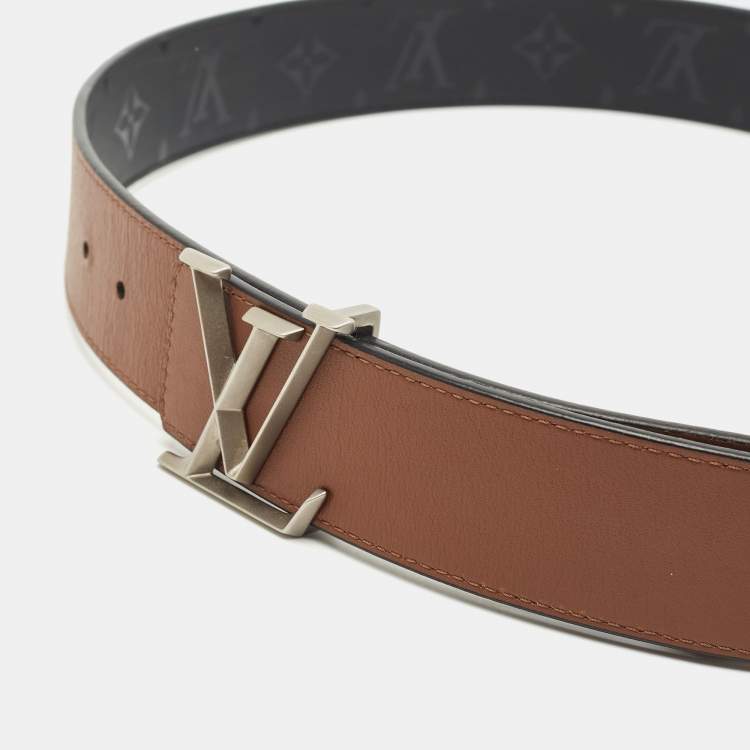 Pre Owned Louis Vuitton Brown/Black LV Pyramid Reversible Belt 95CM