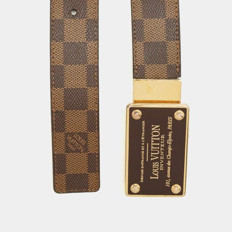 Pre Owned Louis Vuitton Damier Ebene Canvas Inventeur Reversible Belt 85CM