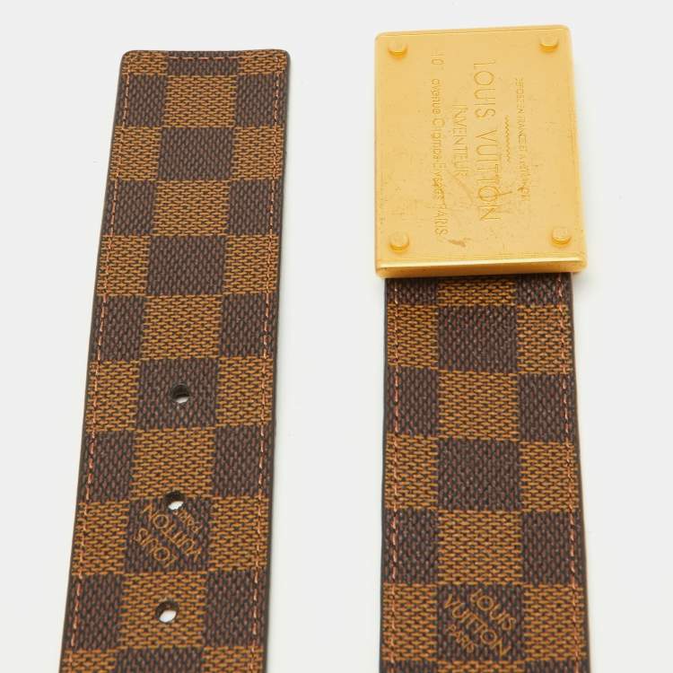 Pre Owned Louis Vuitton Damier Ebene Canvas Inventeur Reversible Belt 95CM