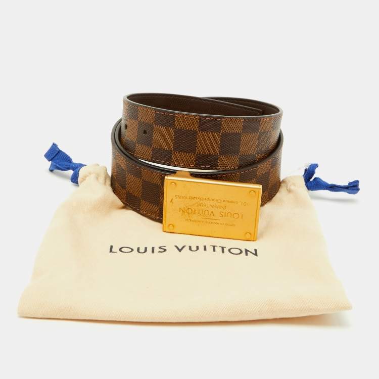 Pre Owned Louis Vuitton Damier Ebene Canvas Inventeur Reversible Belt 95CM