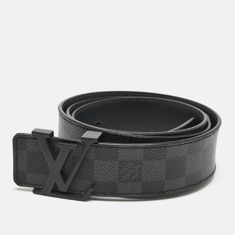 Pre Owned Louis Vuitton Damier Graphite Canvas LV Initiales Belt 105CM