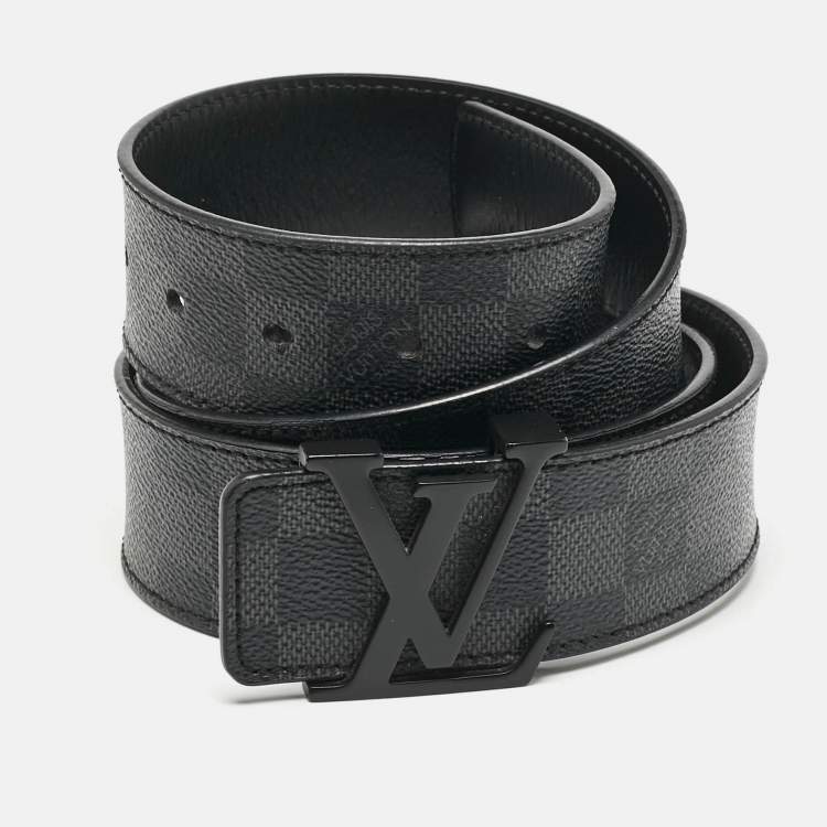 Pre Owned Louis Vuitton Damier Graphite Canvas LV Initiales Belt 105CM