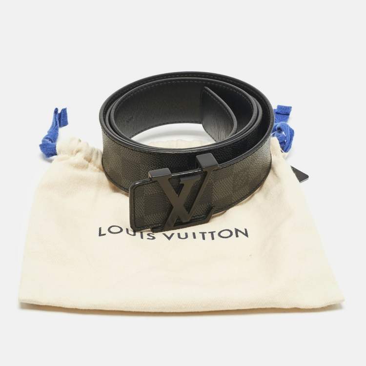 Pre Owned Louis Vuitton Damier Graphite Canvas LV Initiales Belt 105CM