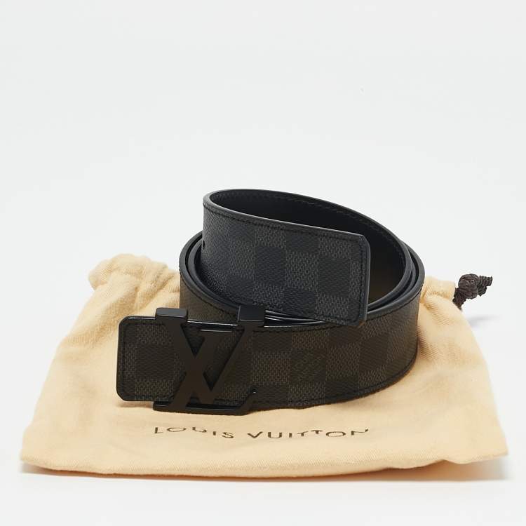Pre Owned Louis Vuitton Damier Graphite Canvas LV Initiales Belt 90CM