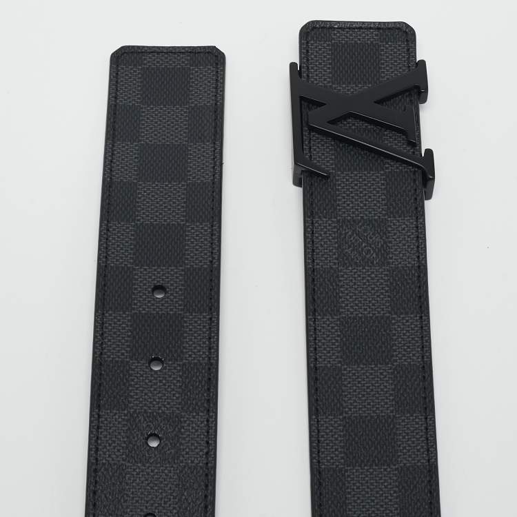 Pre Owned Louis Vuitton Damier Graphite Canvas LV Initiales Belt 90CM