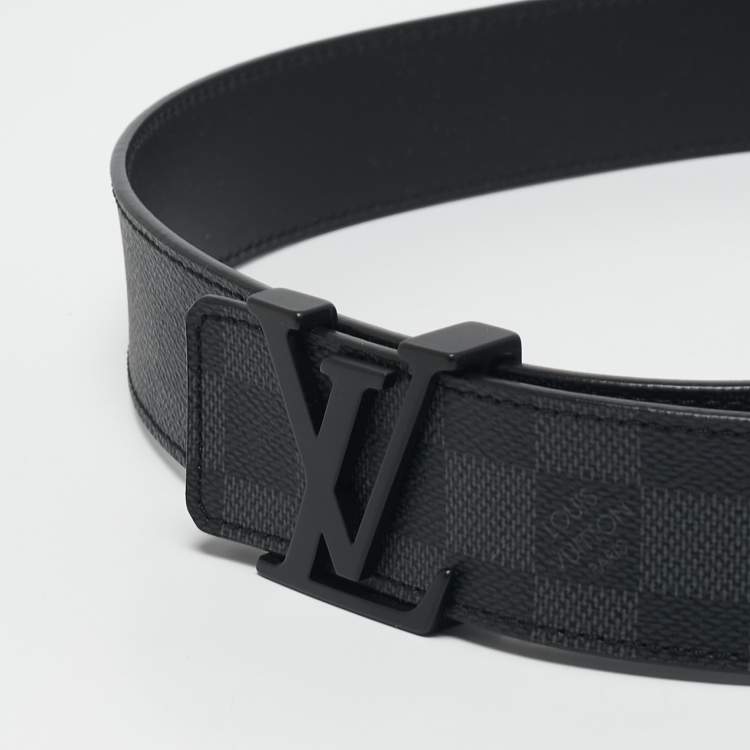 Pre Owned Louis Vuitton Damier Graphite Canvas LV Initiales Belt 90CM