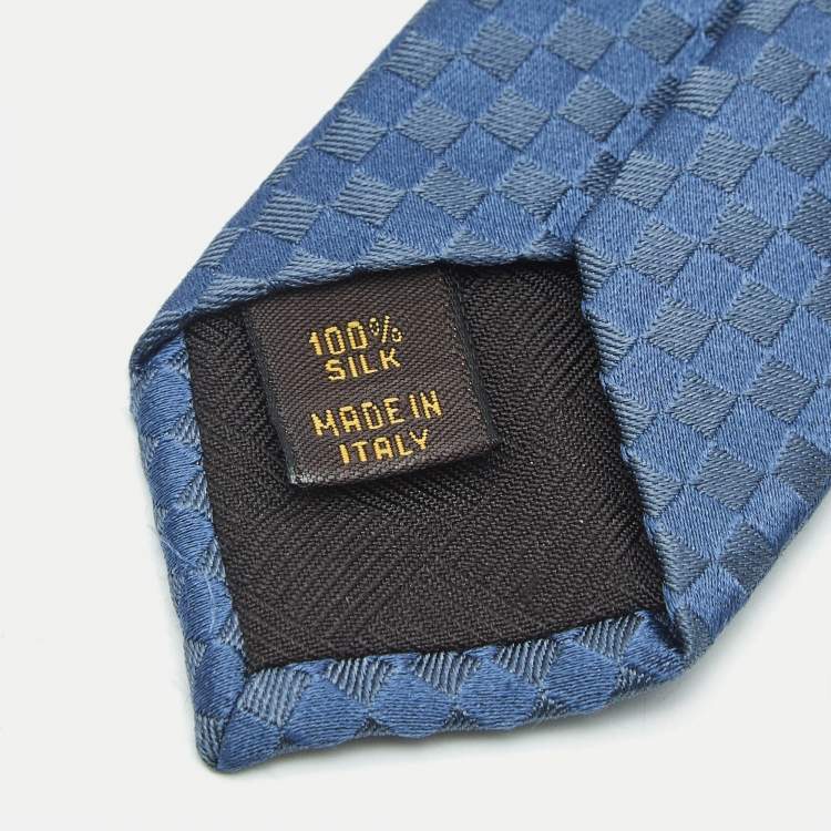 Pre Owned Louis Vuitton Blue Silk Damier Classic Tie 