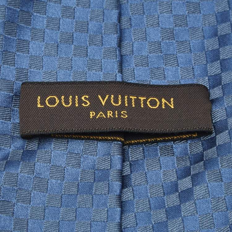 Pre Owned Louis Vuitton Blue Silk Damier Classic Tie 