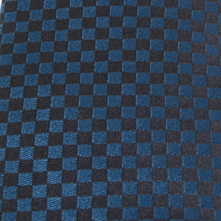 Pre Owned Louis Vuitton Blue/Black Damier Silk Tie