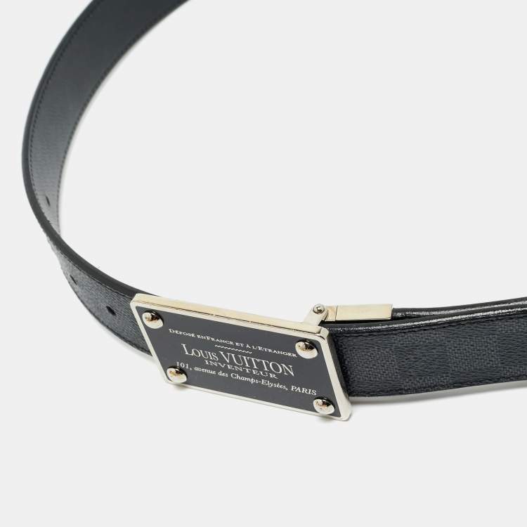 Pre Owned Louis Vuitton Damier Graphite Canvas Inventeur Reversible Belt 95 CM