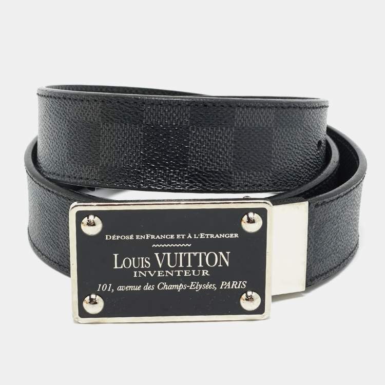 Pre Owned Louis Vuitton Damier Graphite Canvas Inventeur Reversible Belt 95 CM