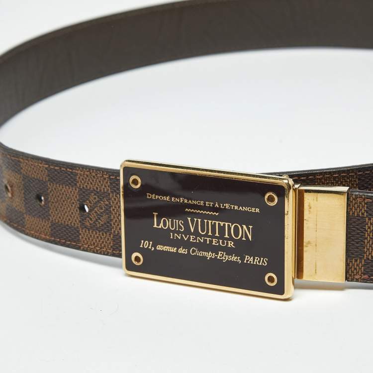 Pre Owned Louis Vuitton Damier Ebene Canvas Inventeur Reversible Belt 100 CM