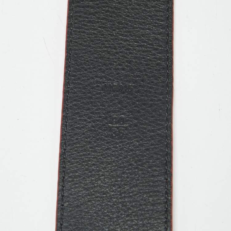 Pre Owned Louis Vuitton x Supreme Red Monogram Leather LV Initiales Belt 90 CM