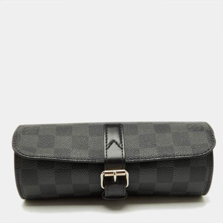 Pre Owned Louis Vuitton Damier Graphite Canvas 3 Watch Case