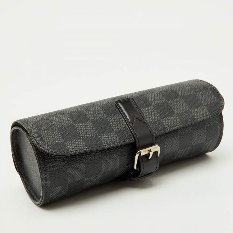 Pre Owned Louis Vuitton Damier Graphite Canvas 3 Watch Case