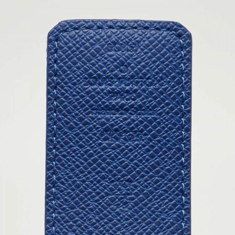 Pre Owned Louis Vuitton Blue Monogram Canvas LV Initiales Reversible Belt 100 CM