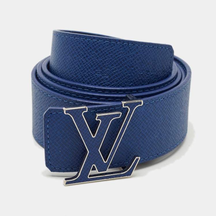 Pre Owned Louis Vuitton Blue Monogram Canvas LV Initiales Reversible Belt 100 CM