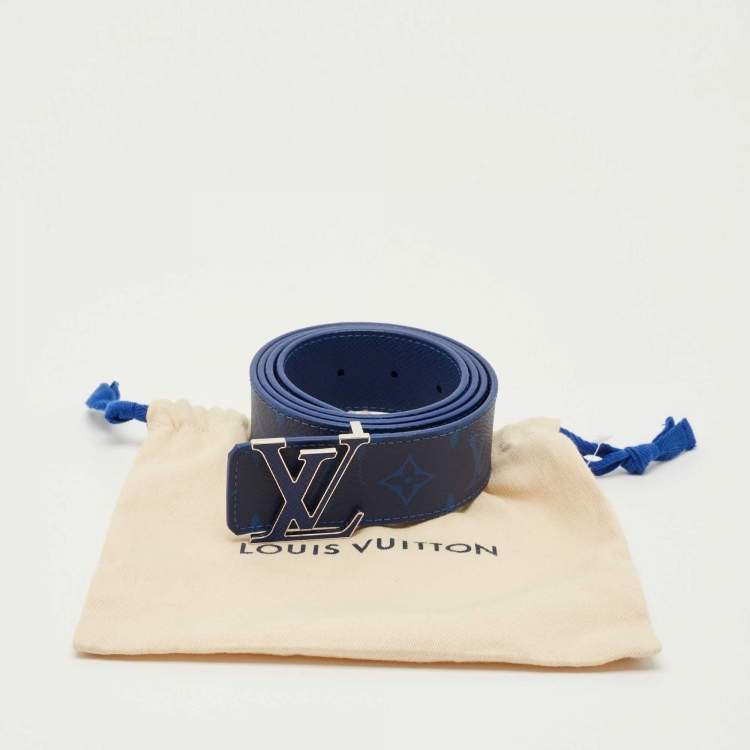 Pre Owned Louis Vuitton Blue Monogram Canvas LV Initiales Reversible Belt 100 CM