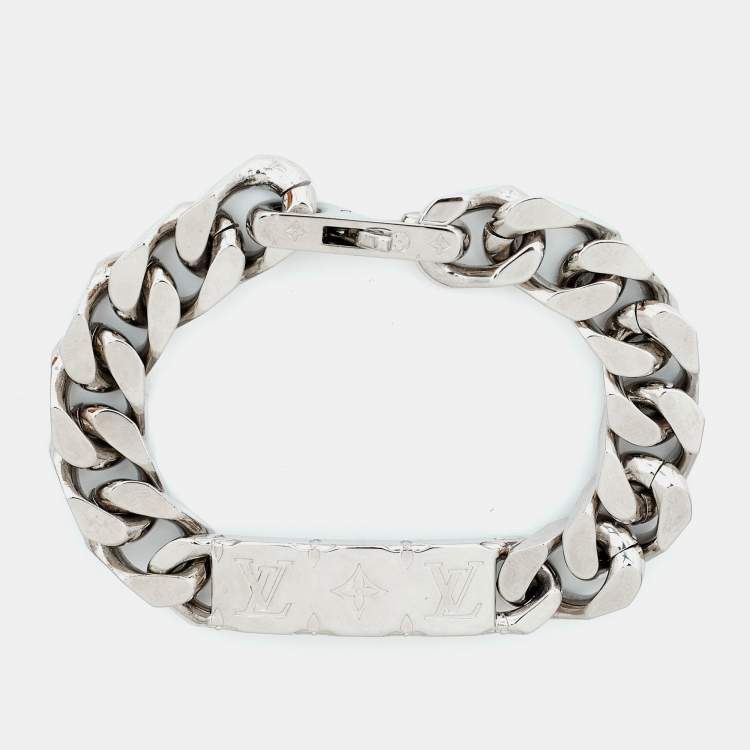 Pre Owned Louis Vuitton Monogram Silver Tone Chain Link Bracelet