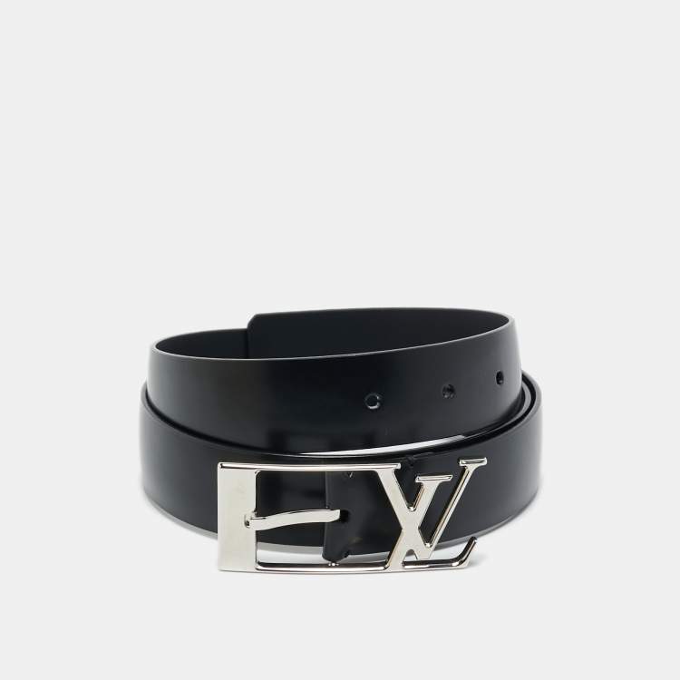 Pre Owned Louis Vuitton Black Leather Neogram Belt 90CM