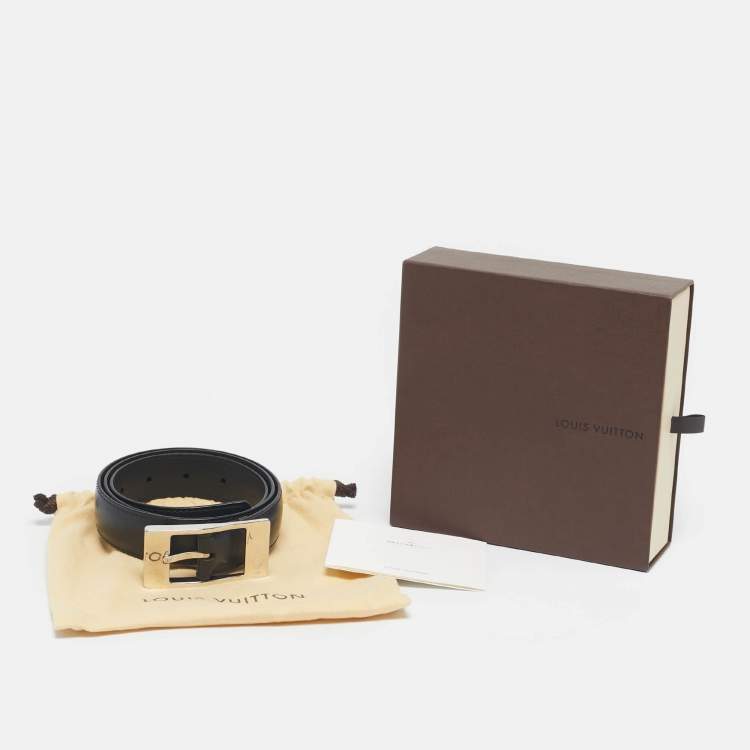 Pre Owned Louis Vuitton Black Leather Buckle Belt 85CM