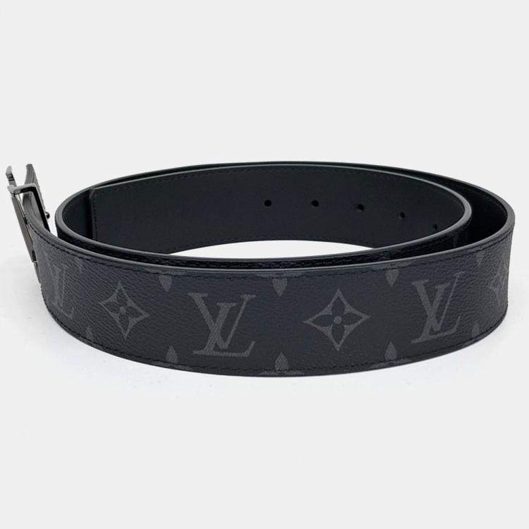 Pre Owned Louis Vuitton Black Leather Eclipse Reversible Belt