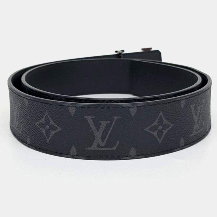 Pre Owned Louis Vuitton Black Leather Eclipse Reversible Belt