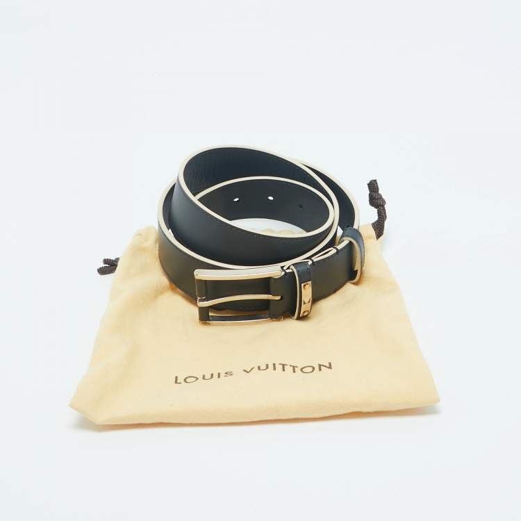 Pre Owned Louis Vuitton Navy Blue Leather America's Cup Belt 95 CM
