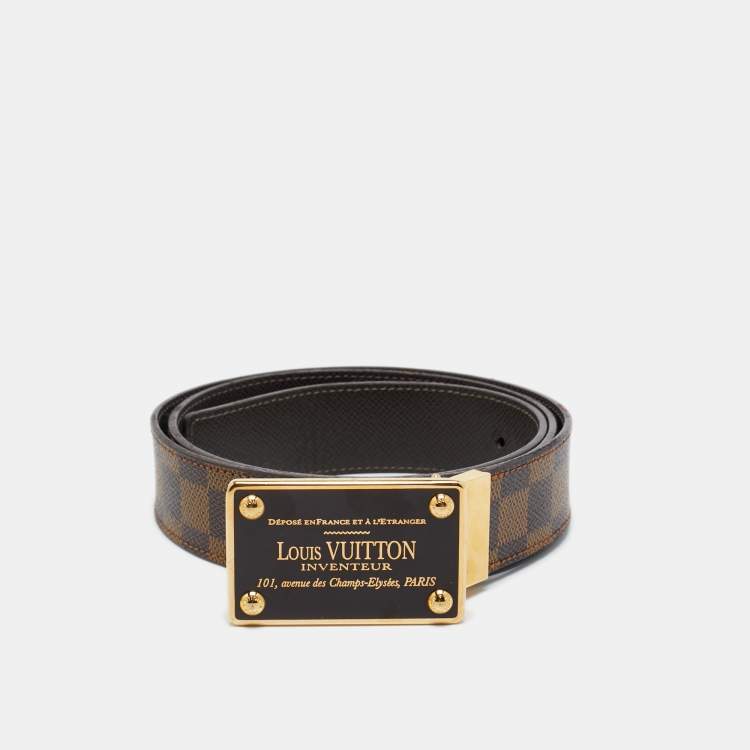 Pre Owned Louis Vuitton Damier Ebene Canvas Inventeur Reversible Belt 100CM