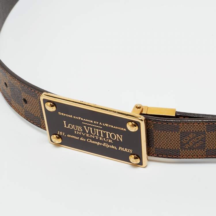 Pre Owned Louis Vuitton Damier Ebene Canvas Inventeur Reversible Belt 100CM