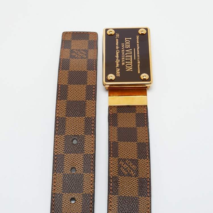 Pre Owned Louis Vuitton Damier Ebene Canvas Inventeur Reversible Belt 100CM