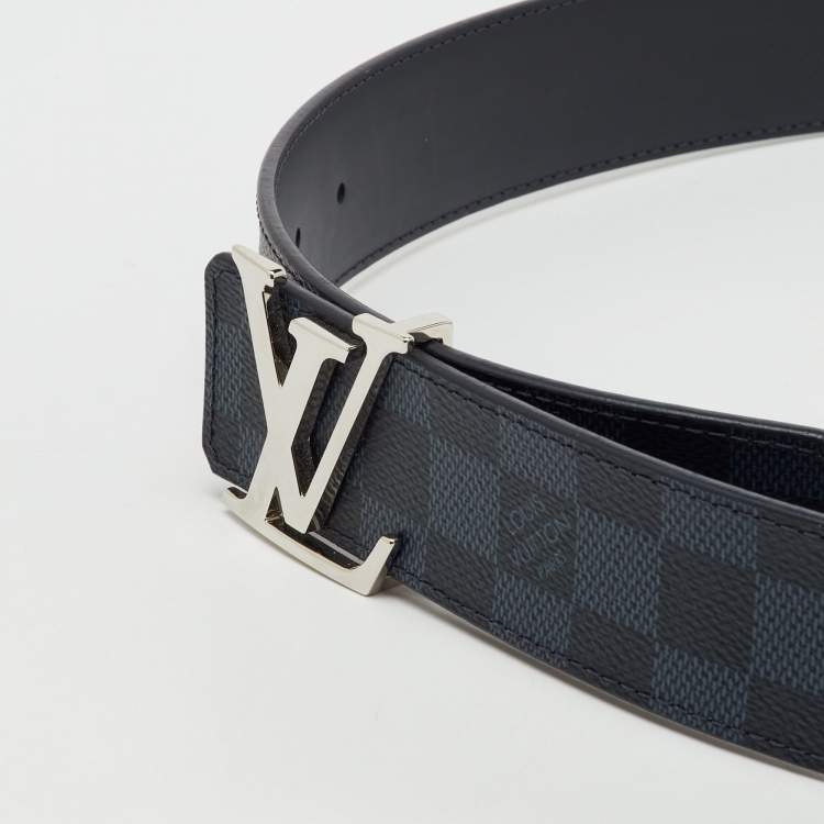 Pre Owned Louis Vuitton Damier Cobalt Canvas LV Initiales Belt 95CM