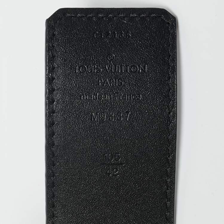 Pre Owned Louis Vuitton Black/Dark Brown Leather LV Initiales Belt 105CM