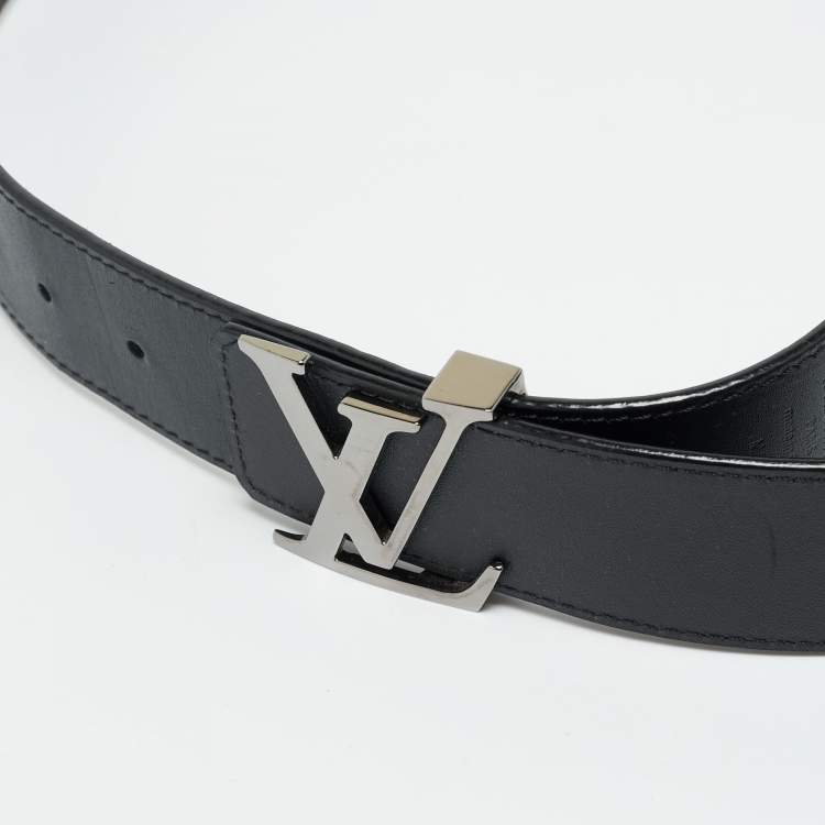 Pre Owned Louis Vuitton Black/Dark Brown Leather LV Initiales Belt 105CM