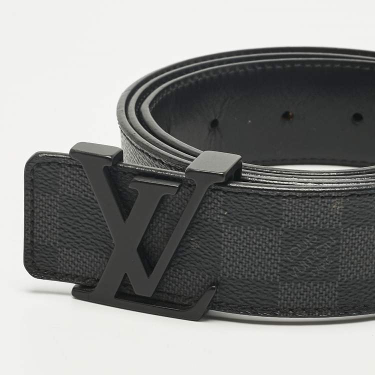 Pre Owned Louis Vuitton Damier Graphite Canvas LV Initiales Belt 110CM