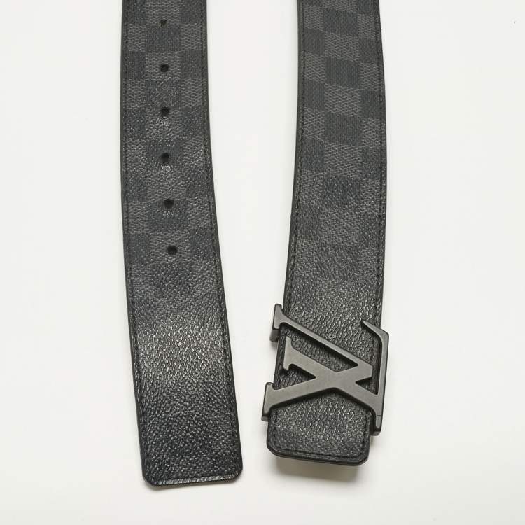 Pre Owned Louis Vuitton Damier Graphite Canvas LV Initiales Belt 110CM