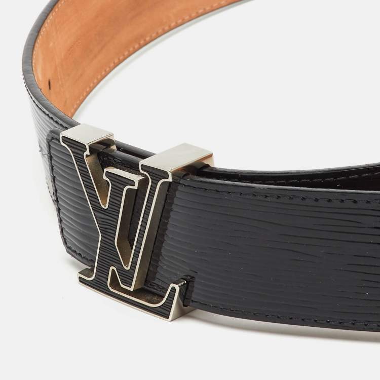Pre Owned Louis Vuitton Black Electric Epi Leather LV Initiales Waist Belt 85CM