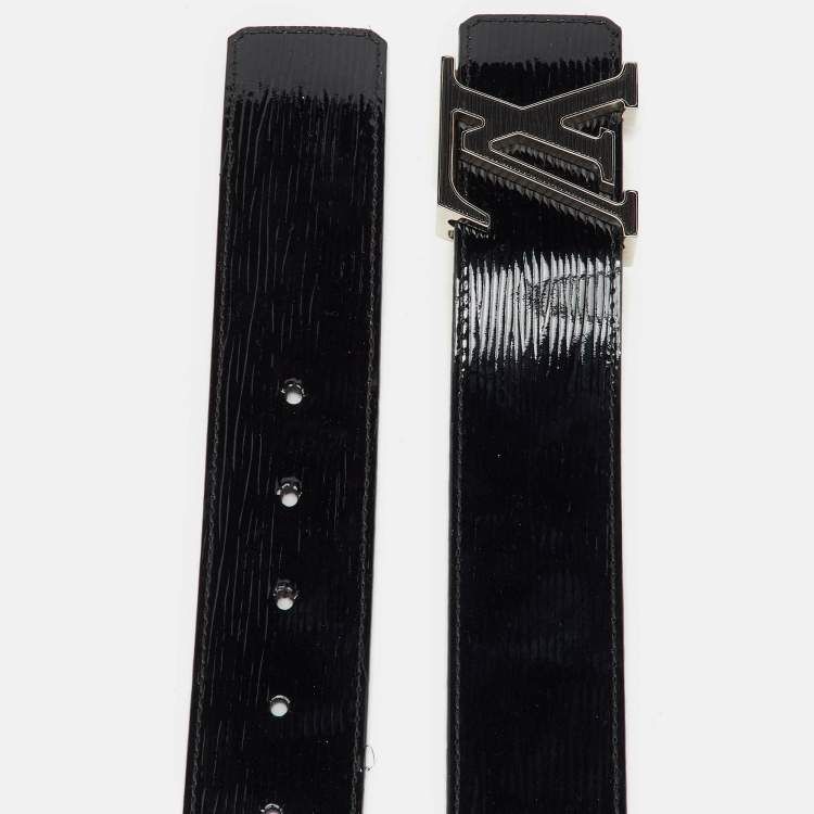 Pre Owned Louis Vuitton Black Electric Epi Leather LV Initiales Waist Belt 85CM